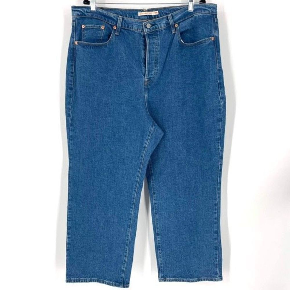 Levi's Women's Ribcage Straight Ankle Jeans Blue Denim Medium Wash‎ Size 18W